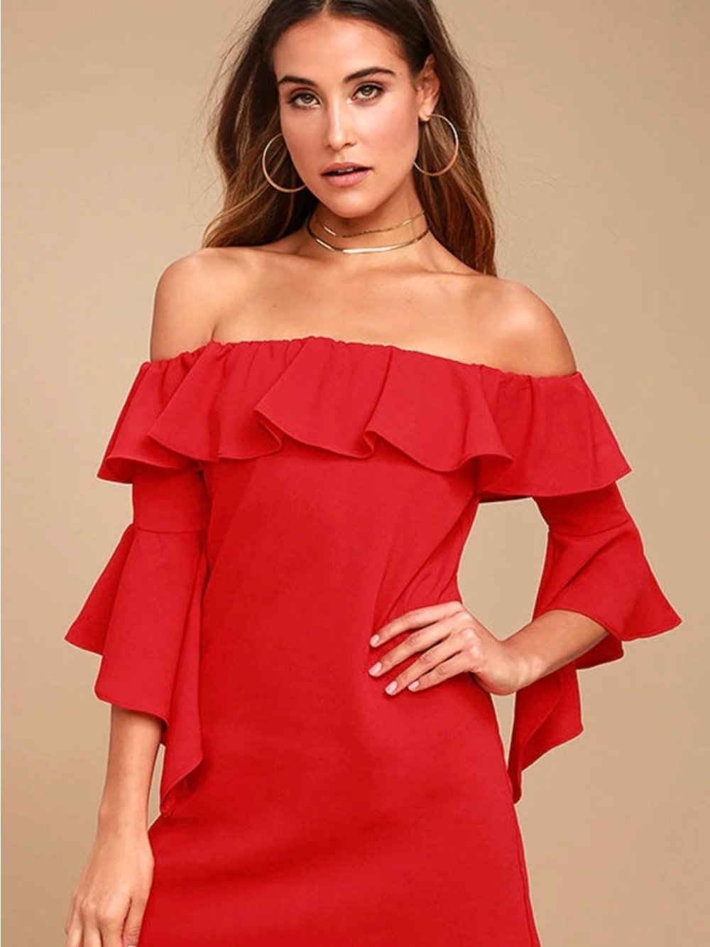 Lulu's Red Off-Shoulder Dress